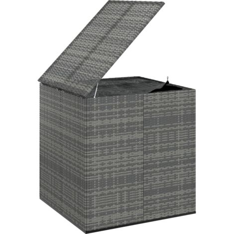 Boîte à coussins coffre de rangement de jardin résine tressée 100 x 97,5 x 104 cm gris