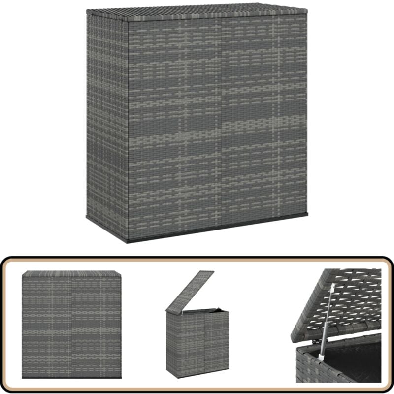 Boîte à coussins de jardin Résine tressée 100x49x103,5 cm Gris - Coffre De Jardin - Rangement Jardin - Boite Coussin - Meuble Jardin - Résine Tressée
