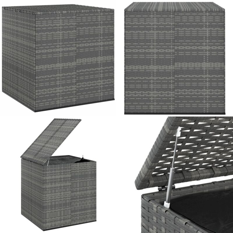 Boîte à coussins de jardin Résine tressée 100x97,5x104 cm Gris - Coffre De Jardin - Rangement Extérieur - Boîte à Coussins - Meuble De Jardin