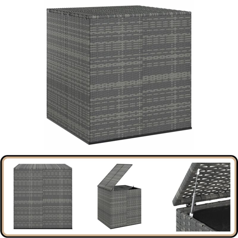 Boîte à coussins de jardin Résine tressée 100x97,5x104 cm Gris - Coffre De Jardin - Rangement Extérieur - Boîte à Coussins - Meuble De Jardin