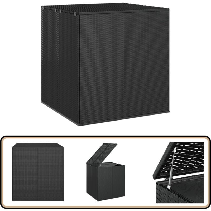 Boîte à coussins de jardin Résine tressée 100x97,5x104 cm Noir - Coffre De Jardin - Rangement Extérieur - Boîte à Coussins - Meuble De Jardin