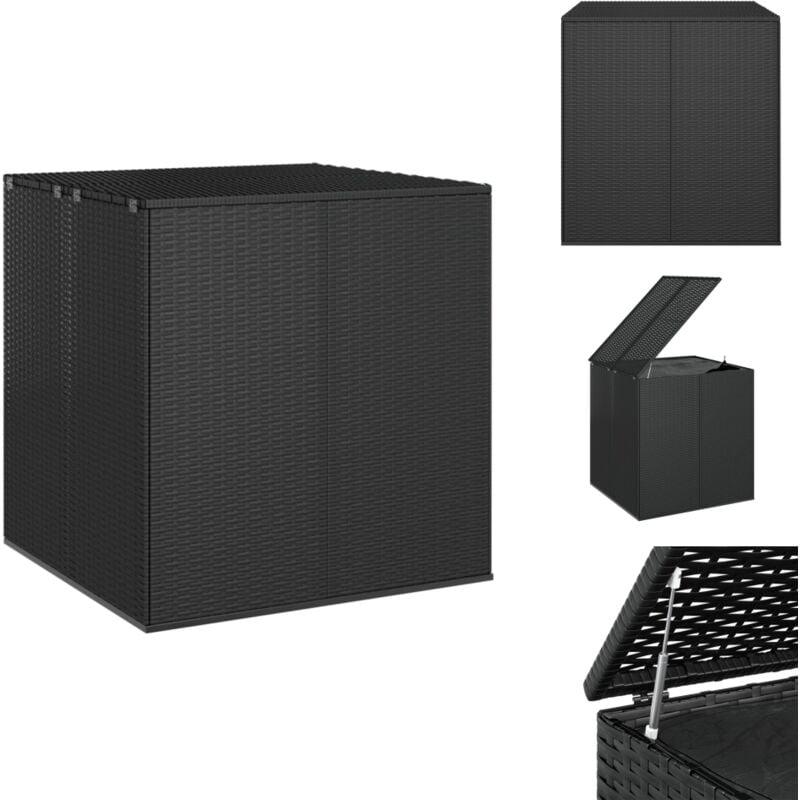 Boîte à coussins de jardin Résine tressée 100x97,5x104 cm Noir - Coffre De Jardin - Rangement Extérieur - Boîte à Coussins - Meuble De Jardin