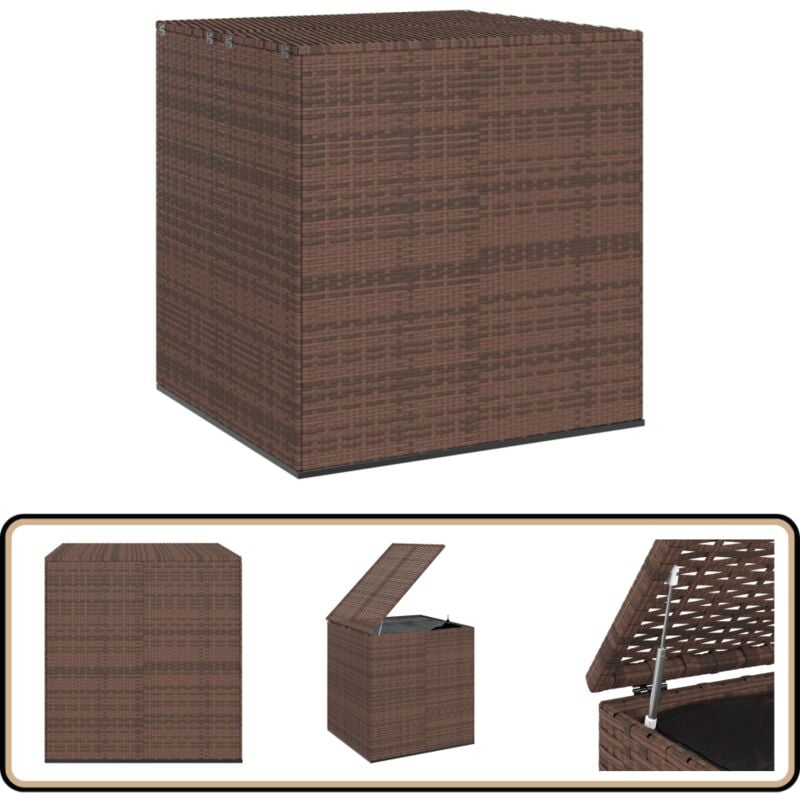 Vidaxl - Boîte à coussins de jardin Résine tressée 100x97,5x104cm Marron - Coffre De Jardin - Rangement Extérieur - Boîte à Coussins - Meuble De