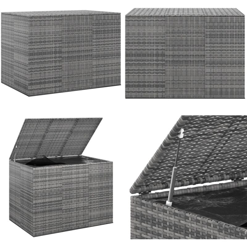 Boîte à coussins de jardin Résine tressée 145x100x103 cm Gris - Coffre De Jardin - Rangement Extérieur - Boîte À Coussins - Meuble De Jardin - Résine