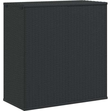 Boîte à coussins de jardin，Coffre de rangement Résine tressée 100x49x103,5 cm Noir CFW921087