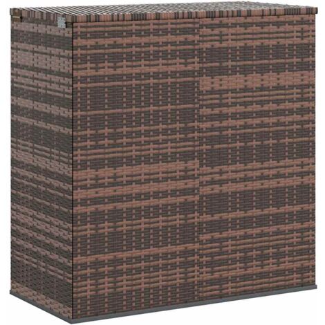 Boîte à coussins de jardin，Coffre de rangement Résine tressée 100x49x103,5cm Marron CFW678899