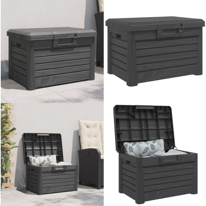 Boîte à coussins d'extérieur anthracite polypropylène - Boîte à Coussins - Coffre De Jardin - Rangement Extérieur - Mobilier De Jardin - Jardin
