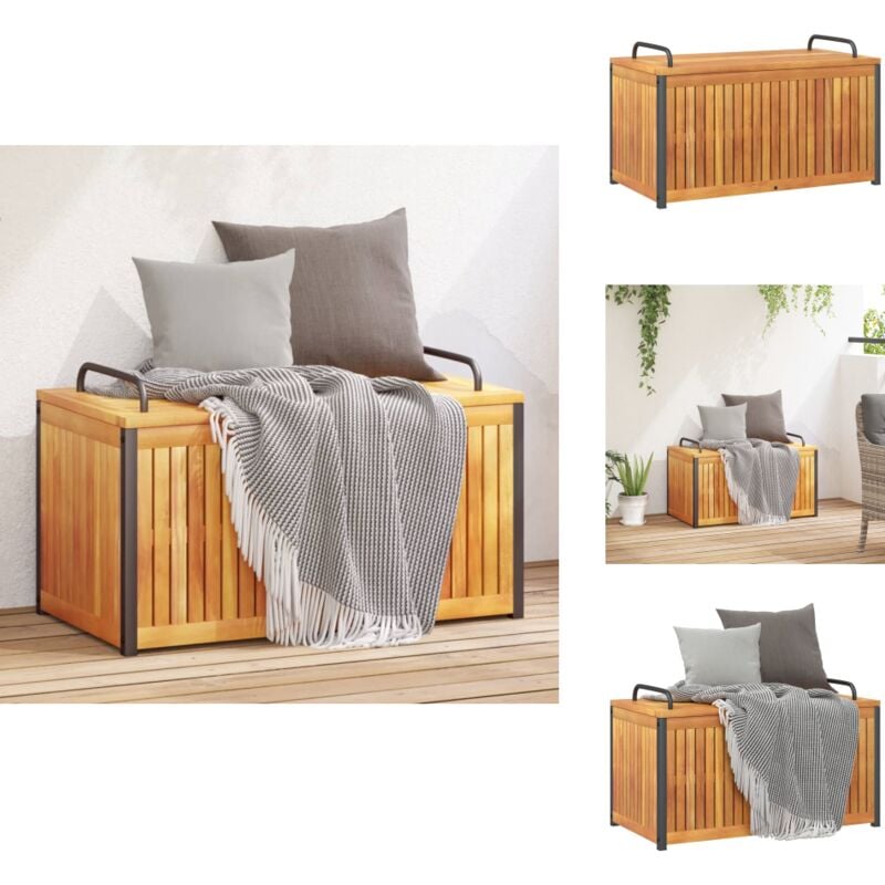 Vidaxl - Boîte à coussins d'extérieur bois d'acacia solide et acier - Boîte à Coussins - Coffre De Jardin - Rangement Extérieur - Meuble De Jardin