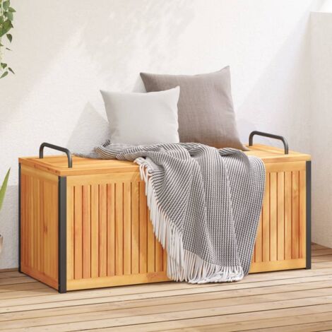 Boîte à coussins d'extérieur-Coffre de rangement-Stockage Rangement bois d'acacia solide et acier 383445