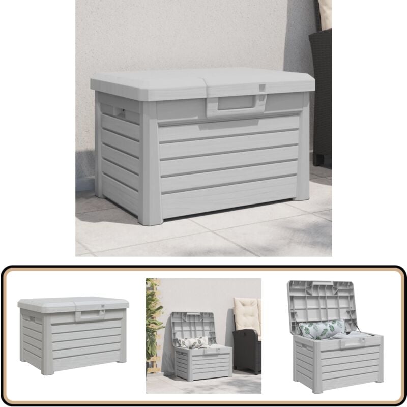 Boîte à coussins d'extérieur gris 73x50,5x46,5 cm polypropylène - Boîte à Coussins - Coffre De Jardin - Rangement Extérieur - Mobilier De Jardin