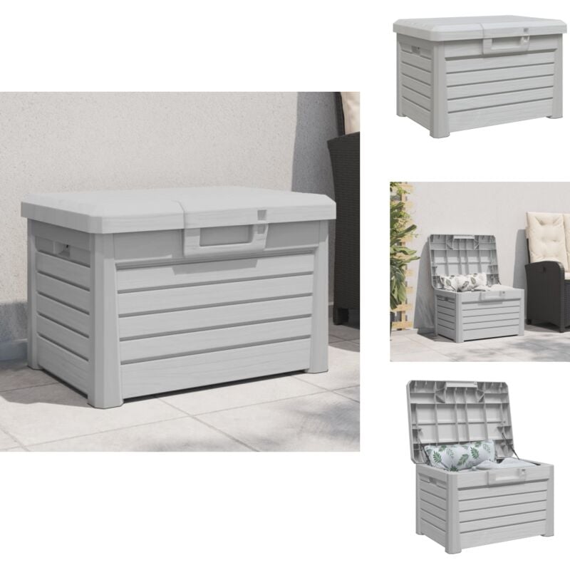 Boîte à coussins d'extérieur gris 73x50,5x46,5 cm polypropylène - Boîte à Coussins - Coffre De Jardin - Rangement Extérieur - Mobilier De Jardin