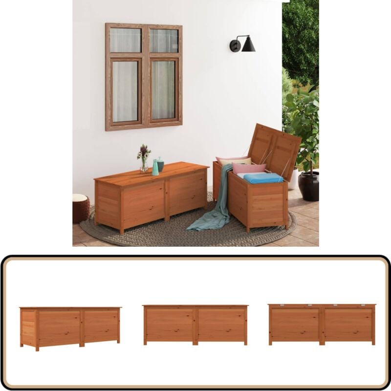 Boîte à coussins d'extérieur Marron 150x50x56 cm Sapin massif - Boîte à Coussins - Coffre De Jardin - Rangement Extérieur - Meuble De Jardin - Bois
