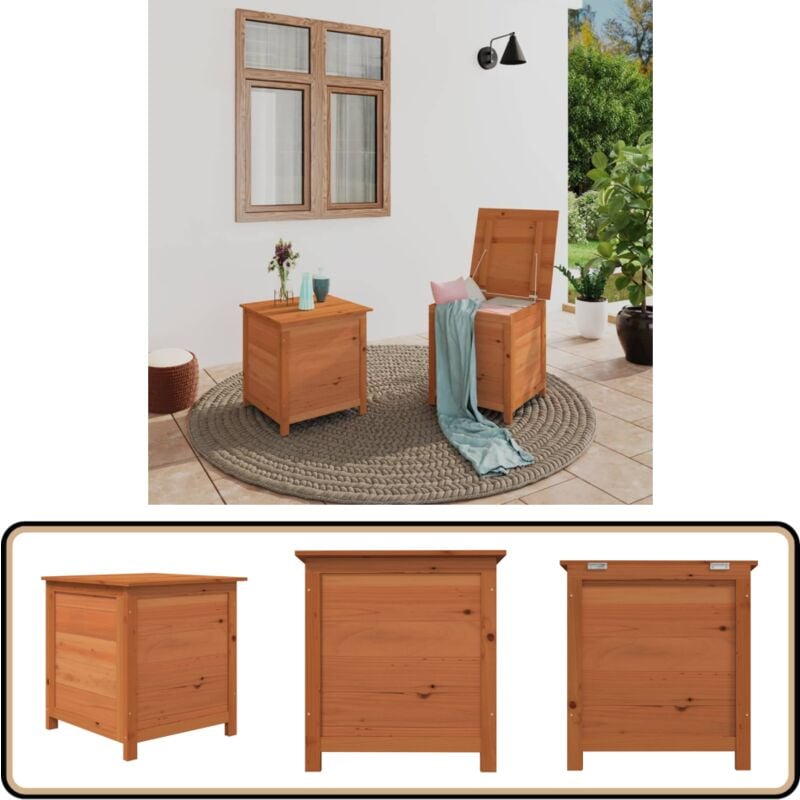 Boîte à coussins d'extérieur Marron 50x50x56 cm Sapin massif - Boîte à Coussins - Coffre De Jardin - Rangement Extérieur - Meuble De Jardin - Bois