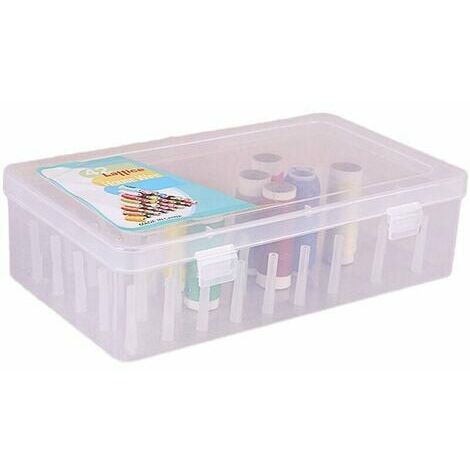 Boîte à couture transparente boîte de rangement rangement 42 couleurs porte-bobine avec couvercle pour usage domestique