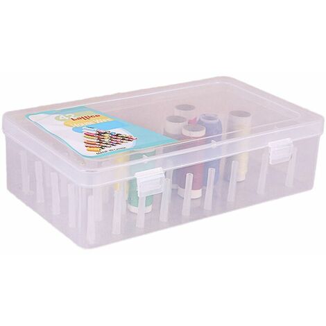 Boîte à couture transparente boîte de rangement rangement 42 couleurs porte-bobine avec couvercle pour usage domestique