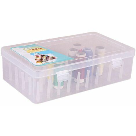 Boîte à couture transparente boîte de rangement rangement 42 couleurs porte-bobine avec couvercle pour usage domestique，Fonepro