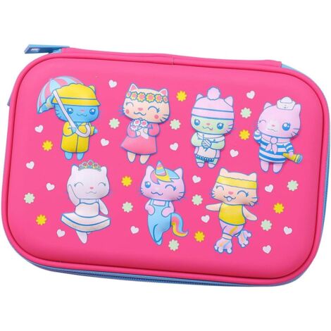 Boîte à crayons sept chatons (rose rouge)