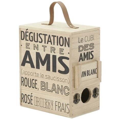 MOBILIBRICO Boite à cubi 3L en bois naturel Apéro Range cubis