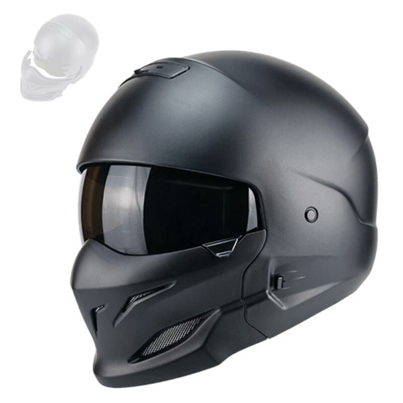 Casque de moto vintage combiné, demi-casque, casque de sécurité pour vélo de rue, absorption des chocs avec protection faciale amovible, pour hommes