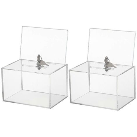 Boîte à dons transparente avec serrure, urne pour la collecte d'argent et de bulletins de vote