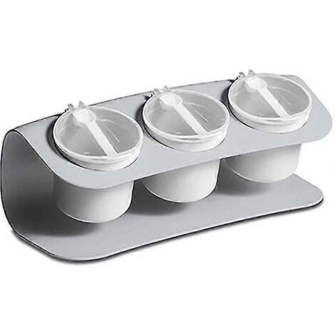 Boîte à épices ménagère avec couvercle, ustensiles de cuisine, pot à épices, ensemble de rangement pour sucre salé (1 pièce, gris)