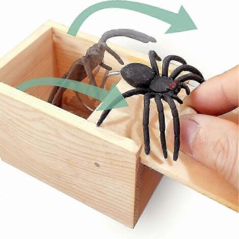 Boîte à farces araignées - Boîte en bois hilarante, jouet farce, boîte cadeau amusante pour Noël, blague pratique
