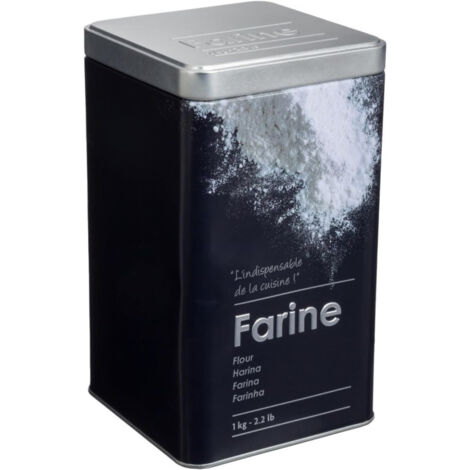 Boîte à farine "Black edition" en métal à relief - Noir - 1kg - Livraison gratuite