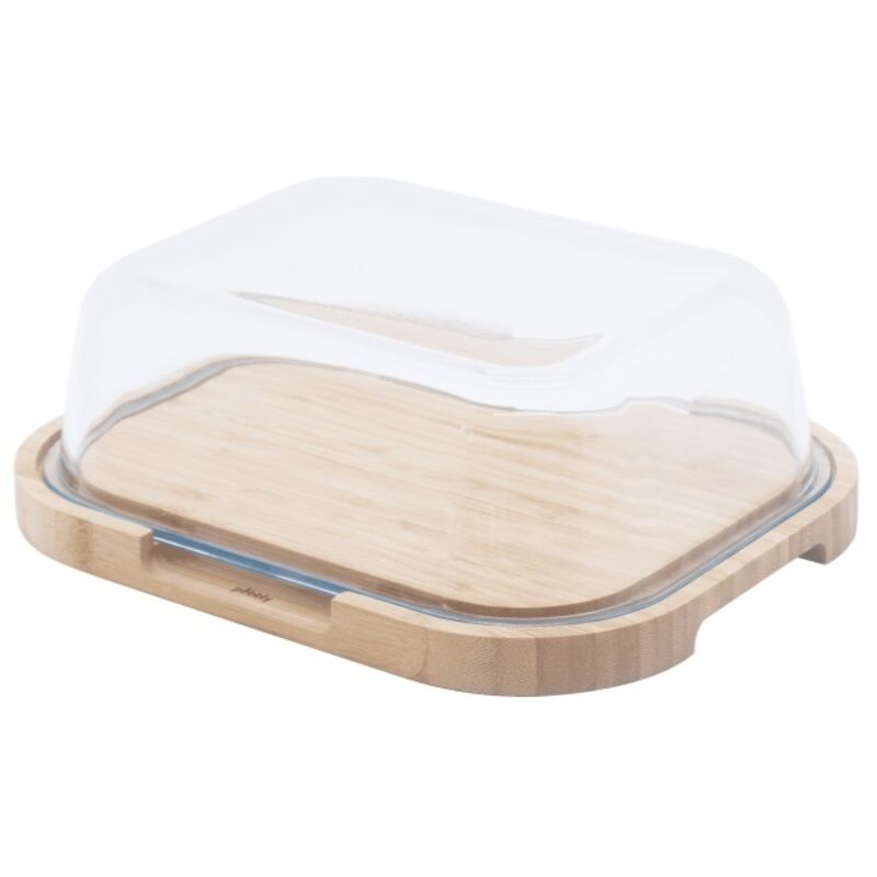 Boîte à fromage en bambou 27 x 21,5 cm – Couvercle en verre compatible lave-vaisselle – NBA231 – Pebbly