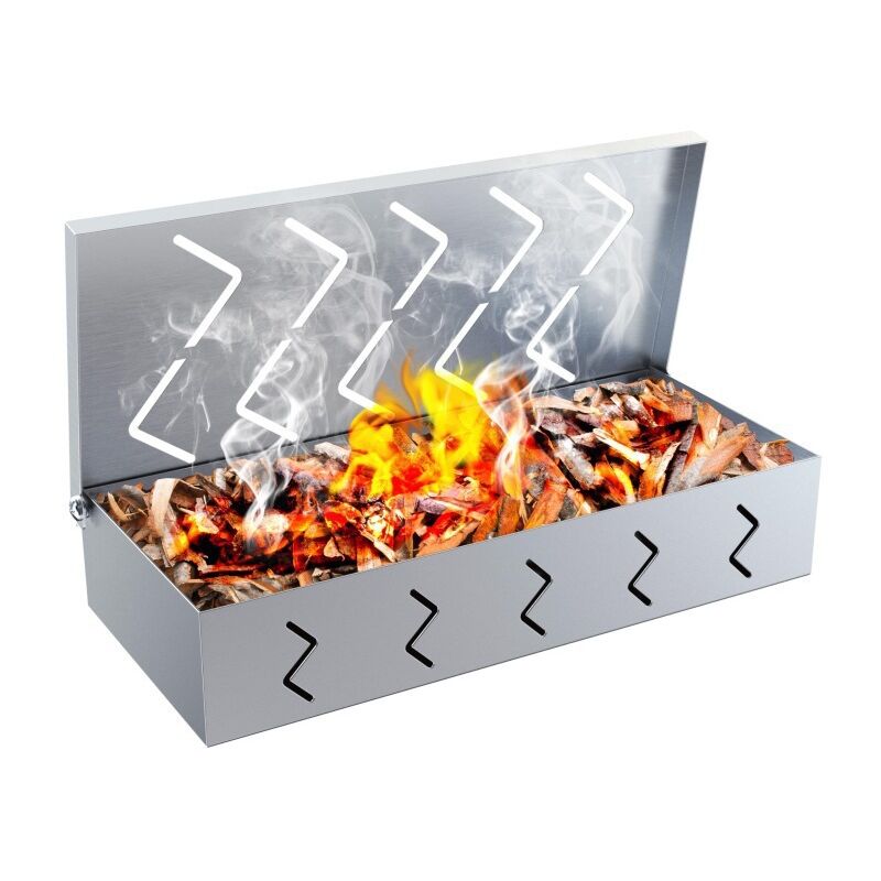 Boîte à fumée pour barbecue, boîte à fumée en acier inoxydable, boîte en bois de fruits boîte à charbon de bois