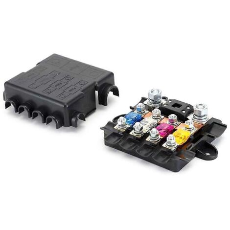 Boîte à fusibles 5 voies 12V 24V, installation facile, gestion efficace de l'énergie, support de fusibles pour voiture, bateau, camping-car.