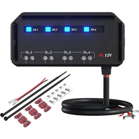 Boîte à fusibles de voiture 12 V avec relais, universel 20 A pour moto/voiture, câblage rapide, porte-fusible 4 voies étanche avec indicateur d'avertissement LED pour moto, camion, bateau, SUV, RV