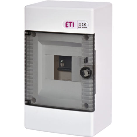 BOÎTE À FUSIBLES EN SAILLIE IP40 - PETIT DISTRIBUTEUR DE COURANT - BOÎTE DE DISTRIBUTION EN SAILLIE (1 RANGÉE 4 MODULES, PORTE T