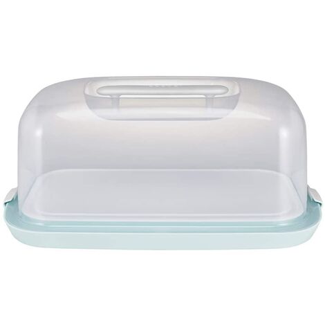 boîte à gâteaux ronde en plastique 25 x 25 x 13 cm couvercle avec poignée  bleu transparent