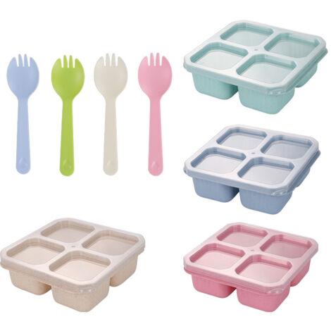 Boîte à goûter  à 4 compartiments, boîte à lunch multicolore pour les voyages