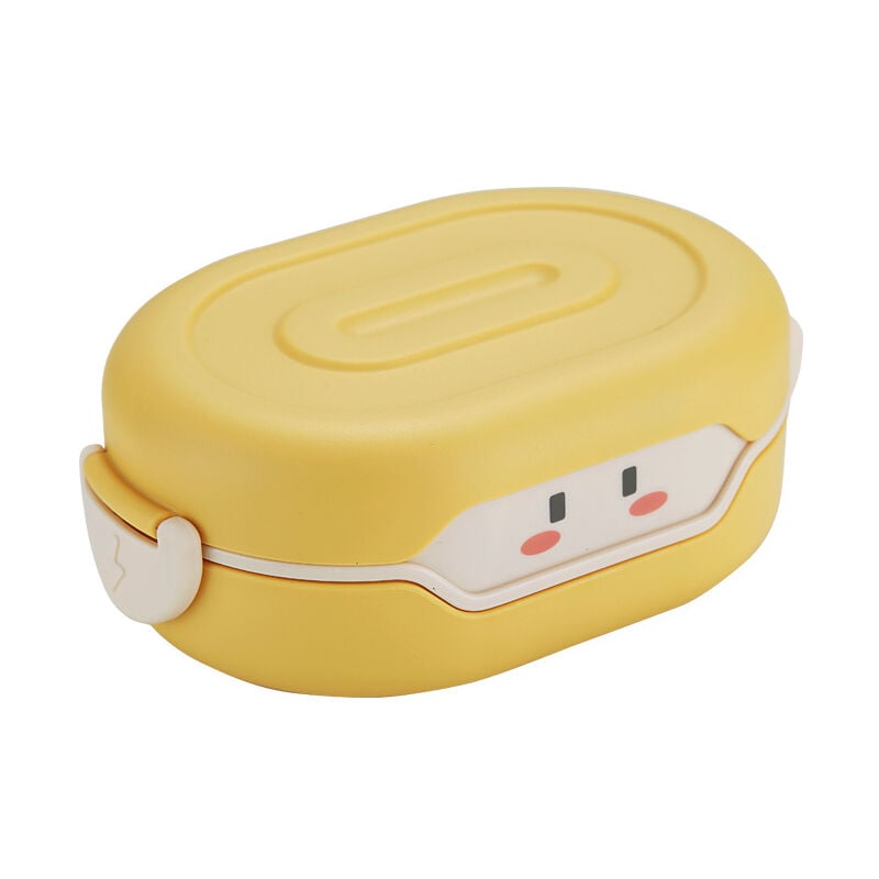Boite a gouter Enfant - Lunch Box avec 2 compartimentss - Bento Box sans BPA - pour l'école et la Maternelle - 780ML (jaune, 1 pièce)