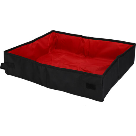 Boîte à litière pliante semi-fermée pour chat - Portable pour voyages, camping, extérieur - Accessoire souple pour animaux de compagnie (Rouge L)