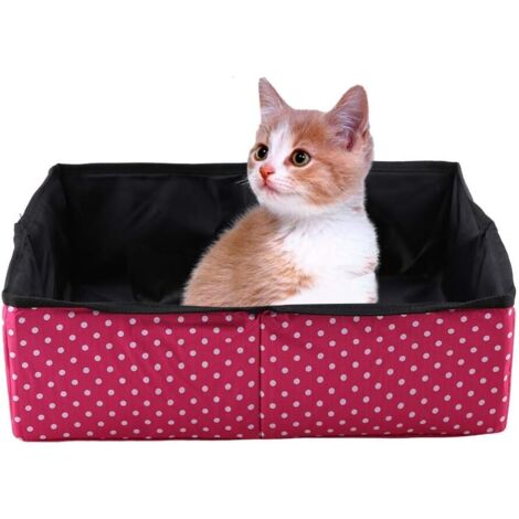 Boîte à litière pour Chat, Boîte à litière pour Animaux de Compagnie imperméable Pliable portatif pour Animaux Easy Clean Kitty Litière Pan Boîte de Toilettes pour Chat lit Nest House 403013cm (Rouge)