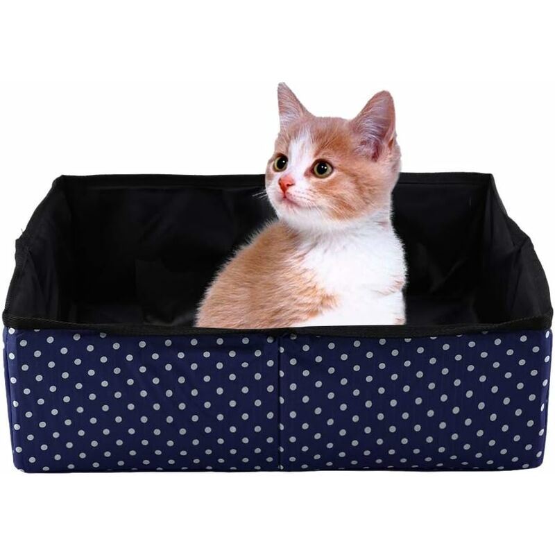 Boîte à litière pour Chat, Boîte à litière pour Animaux de Compagnie imperméable Pliable portatif pour Animaux Easy Clean Kitty Litière Pan Boîte de