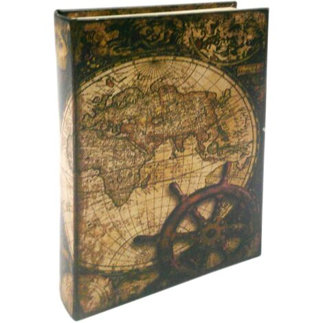 Boîte à Livres Carte du Monde Décorative pour Rangement et Cadeau Original, Style Vintage, Idéale pour les Librairies et la Décoration