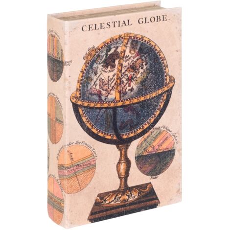 Boîte à livres décorative vintage en forme de globe terrestre - Organiseur de rangement au design de carte antique - Idéal pour les cadeaux