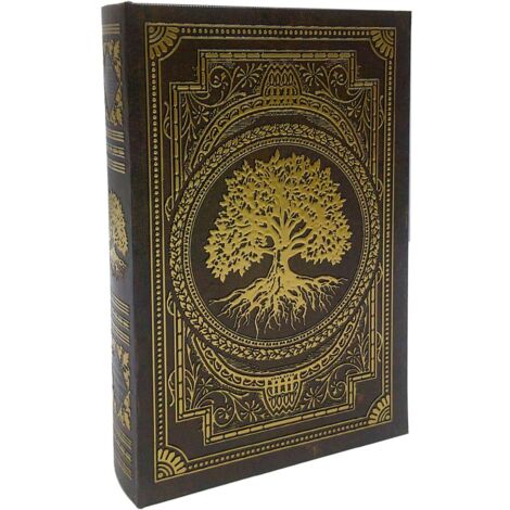 Boîte à livres en MDF doublée de polyéthylène, ornée d'un motif d'arbre doré, style vintage
