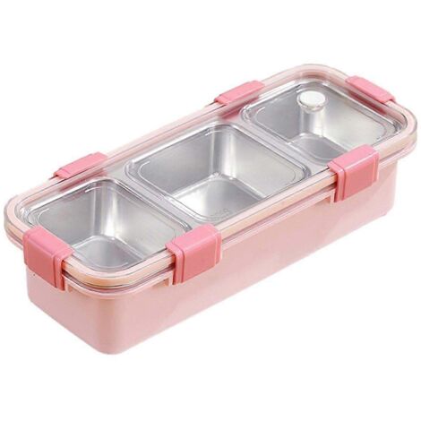 Boîte à lunch à 3 compartiments, boîte bento en acier inoxydable, récipient de conservation alimentaire portable