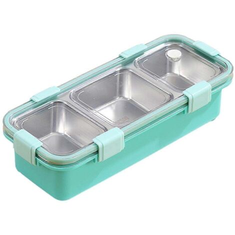 Boîte à lunch à 3 compartiments, boîte bento en acier inoxydable, récipient de conservation alimentaire portable pour enfants, boîte à goûter étanche B