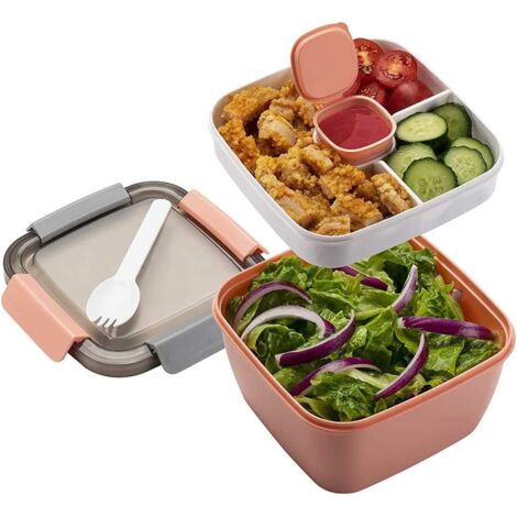 Boîte à lunch à compartiments fins, résistante et compatible micro-ondes, idéale pour l'école, le travail ou les pique-niques (rose)