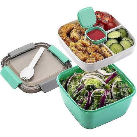 Boîte à lunch à emporter, saladier de 1500 ml à 3 compartiments, pour garnitures de salade (JP)