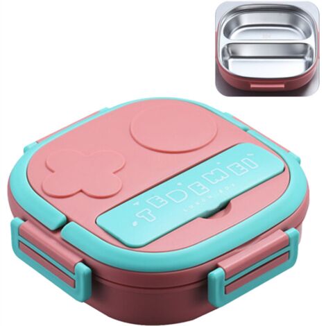 Boîte à Lunch Avec Fourchette Boîte à Lunch Japonaise à 2/3 Compartiments Récipients à Dîner Réutilisables Boîte à Bento En Acier Inoxydable Étanche Pour Adultes Enfants Bureau De L'École, Rose Deux G