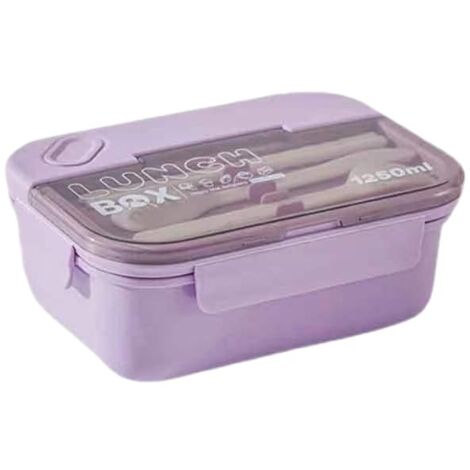 Boîte à lunch Bento 1250 ml Boîte à lunch pour enfants/adultes avec couverts et 3 compartiments étanches Boîte à lunch micro-ondes pour les pique-niques et le travail scolaire