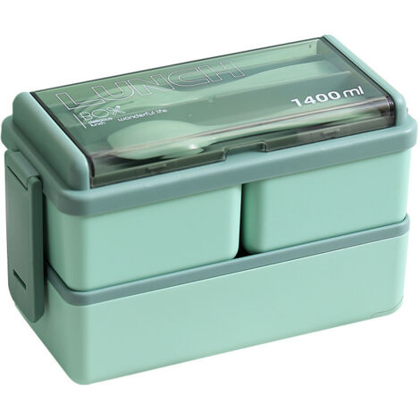Boîte à lunch, boîte à lunch bento avec 3 compartiments et ustensiles, boîte à lunch micro-ondable, boîte à lunch en plastique pour enfants adultes