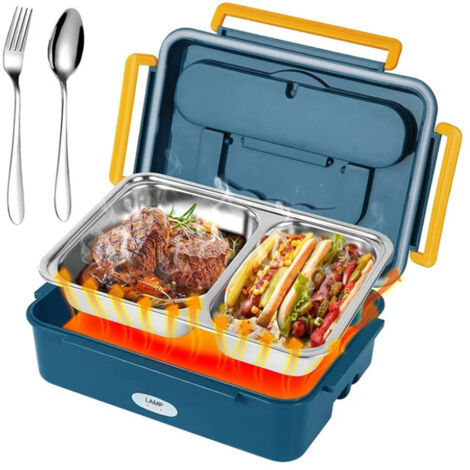 Boîte à lunch chauffante 3 en 1 : boîte alimentaire isotherme, bol chauffant, 1,2 L, 220 V, 25 x 18 x 8 cm (L x l x H)