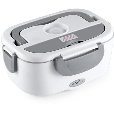 Boite à Lunch Eléctrique Boite à Repas Chauffante en Acier Inoxydable 12V-220V de Voiture Bureau Maison - Gris